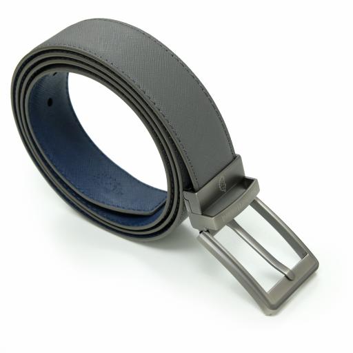 Grey and Blue Reversible Belt
